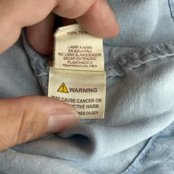 Denim Light Blue Tie Front Shirt Hem & Thread Button Down Long Sleeve Medium - Picture 8 of 8